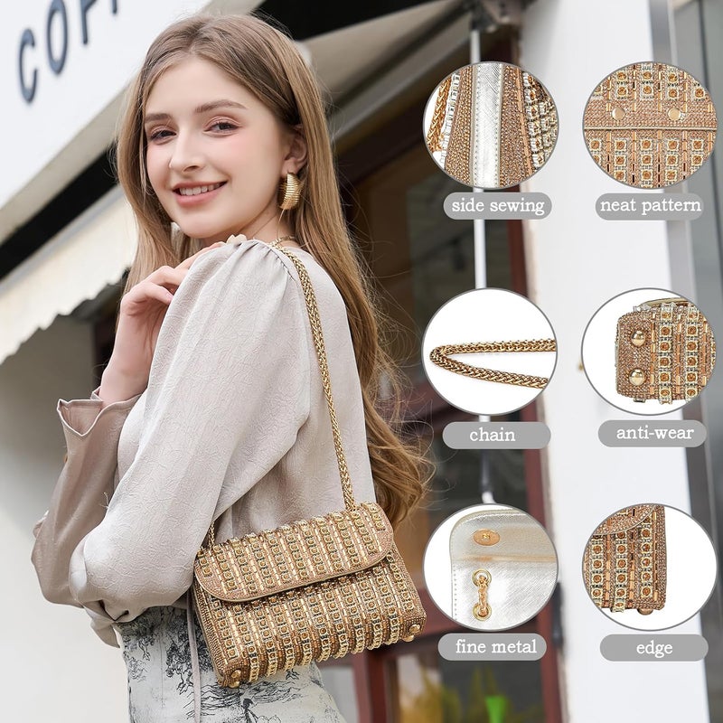 BBTT.ful Shoulder Bags Crossbody Bag Purses Handbags Crystals Rhinestone Evening Bag for Women Clutch Purse with Chain - Image 2